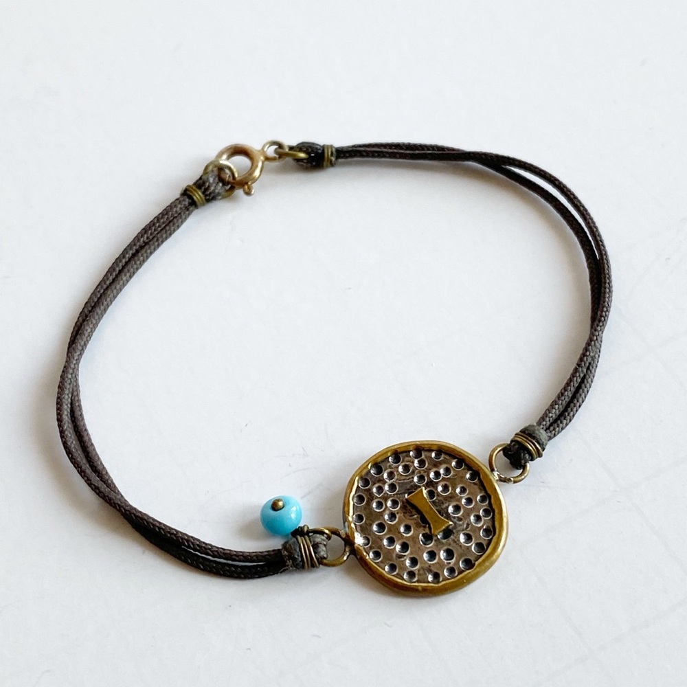 Sterling Silver Boho Initial "I" Cord Bracelet